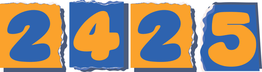 2425 Retro torn paper number Design art