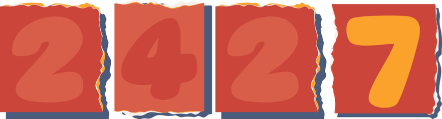 2427 Retro torn paper number Design art