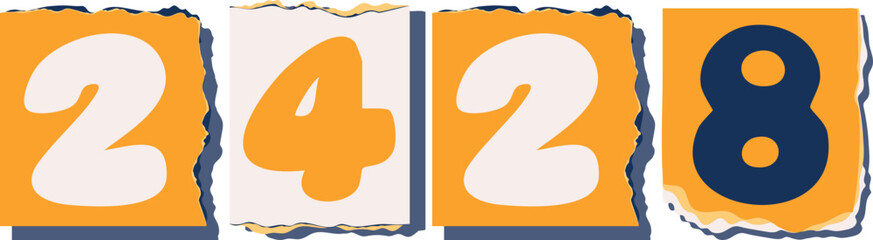 2428 Retro torn paper number Design art