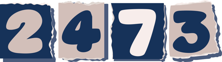 2473 Retro torn paper number Design art
