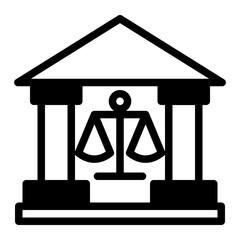 An icon depicting a courthouse, symbolizing justice, legal proceedings, and judicial authority. Perfect for legal firms, government websites, and law-related content. (Mixed Style)