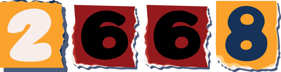 2668 Retro torn paper number Design art