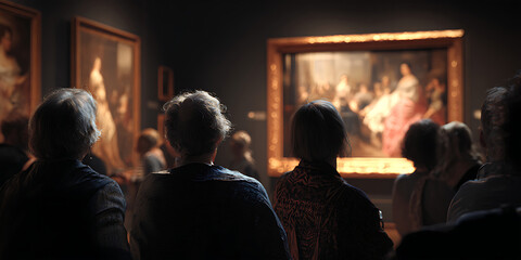 Captivated Art Gallery Audience Experiencing Masterpiece
