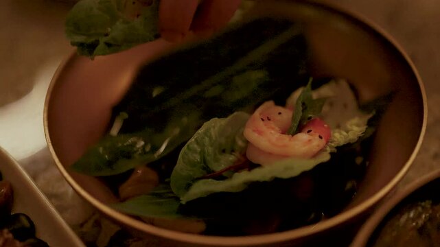 Preparing Shrimp Miang Kham on Gold Coast