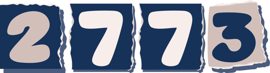 2773 Retro torn paper number Design art