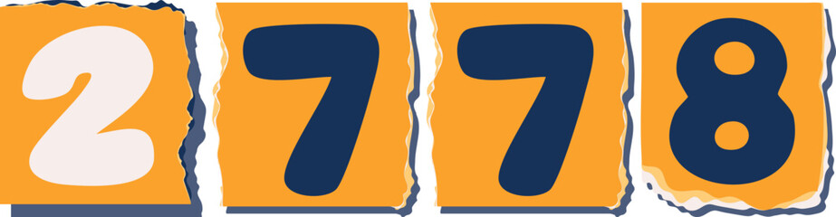 2778 Retro torn paper number Design art