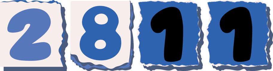 2811 Retro torn paper number Design art