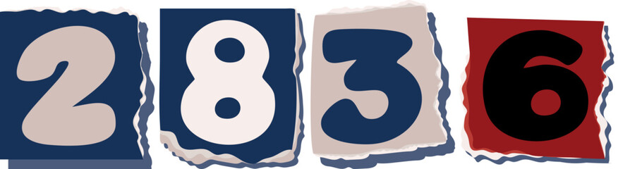 2836 Retro torn paper number Design art