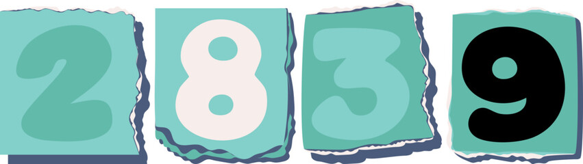 2839 Retro torn paper number Design art