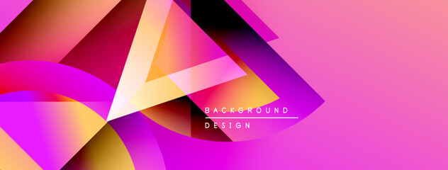 Obraz premium Abstract geometric shapes overlap, creating vibrant pink, purple hues. Modern design element for backgrounds, presentations.