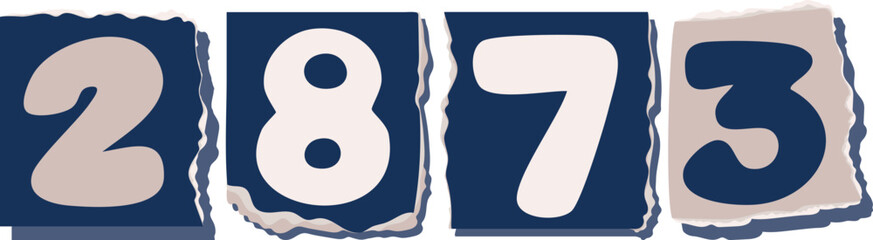 2873 Retro torn paper number Design art