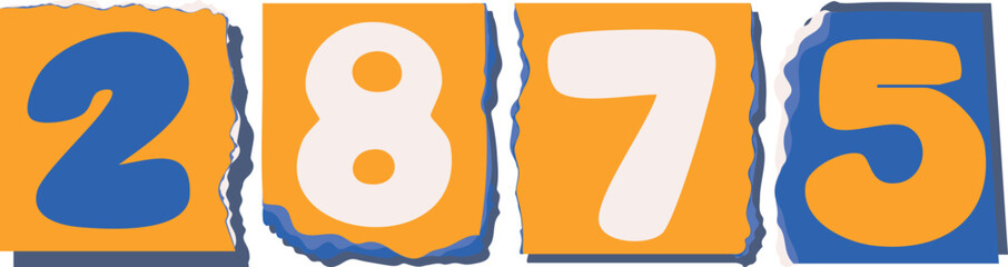 2875 Retro torn paper number Design art