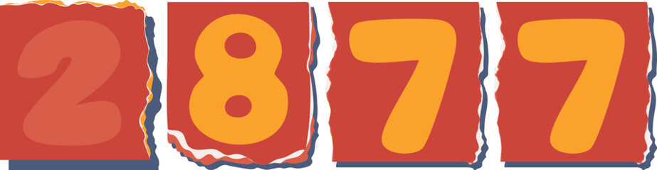 2877 Retro torn paper number Design art