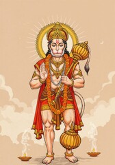 Obraz premium Hanuman hindu god mythology hinduism ramayana deity india indian culture art
