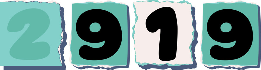 2919 Retro torn paper number Design art