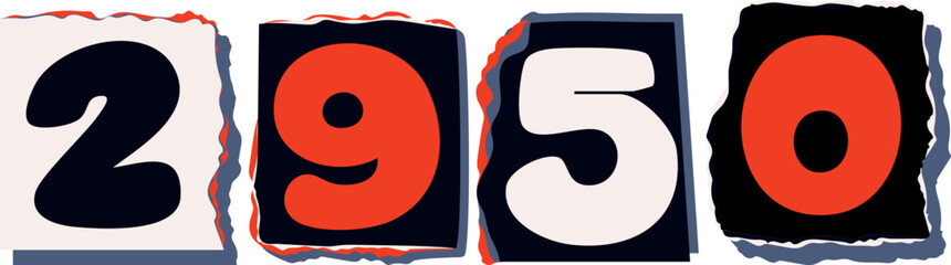 2950 Retro torn paper number Design art