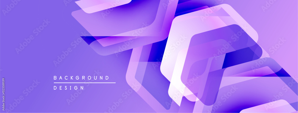 Poster abstract purple design features overlapping geometric shapes. modern, vibrant, dynamic composition s