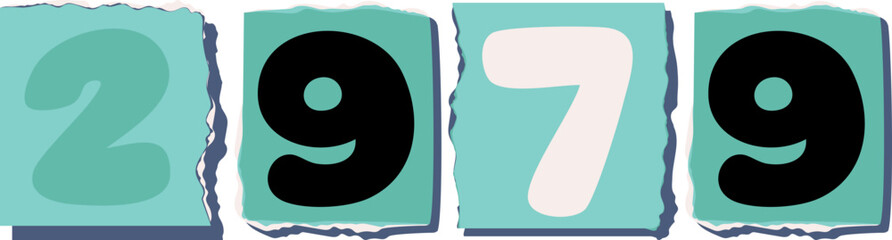 2979 Retro torn paper number Design art