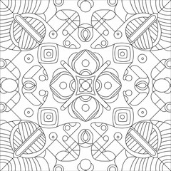 Intricate Zentangle Line Art Pattern with Geometric and Floral Motifs for Coloring Books