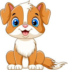 Illustration of happy dog cartoon on white background