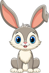 Illustration of cartoon cute rabbit on white background