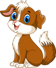 Illustration of happy dog cartoon on white background
