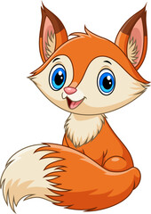 Illustration of cute fox cartoon on white background
