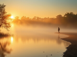 Fototapeta premium Professional early morning photo is a new beginning, capturing the essence of the moment. Subtle artistic style