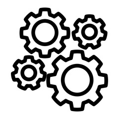 Gear Mechanism Icon - Outline Style for System Process & Engineering. (Outline Style)