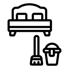 room cleaning Line Icon
