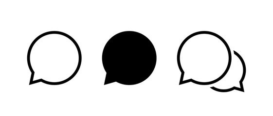 Round speech bubble, chat icon set. Message, comment, SMS sign symbol