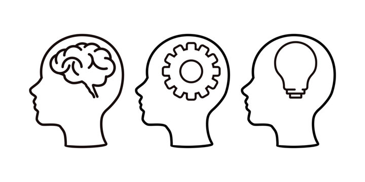 Human brain icon in line style.