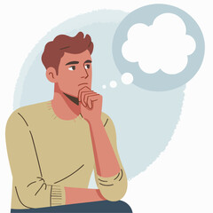 illustration of a person thinking with a question mark