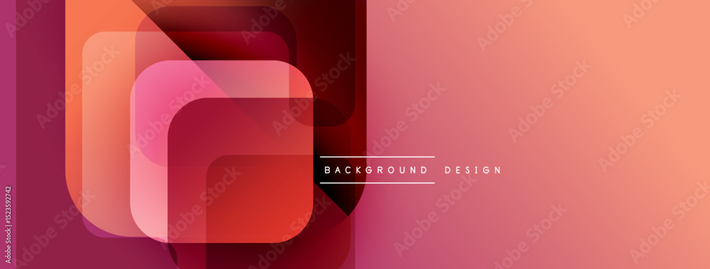 Poster Abstract geometric design. Overlapping layers create vibrant gradient effect. Modern, minimalist style suitable for backgrounds.