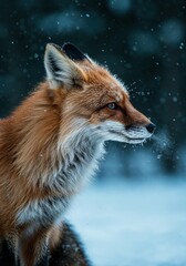 Obraz premium Red fox winter wildlife animal portrait snow forest nature wild mammal cold
