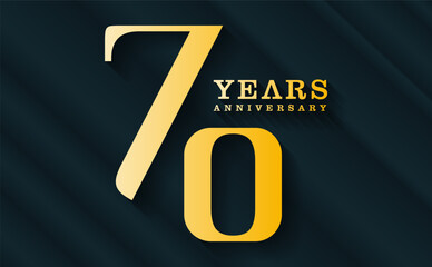 70th anniversary celebration vector background. with gold number and dark green background, for greeting card, event