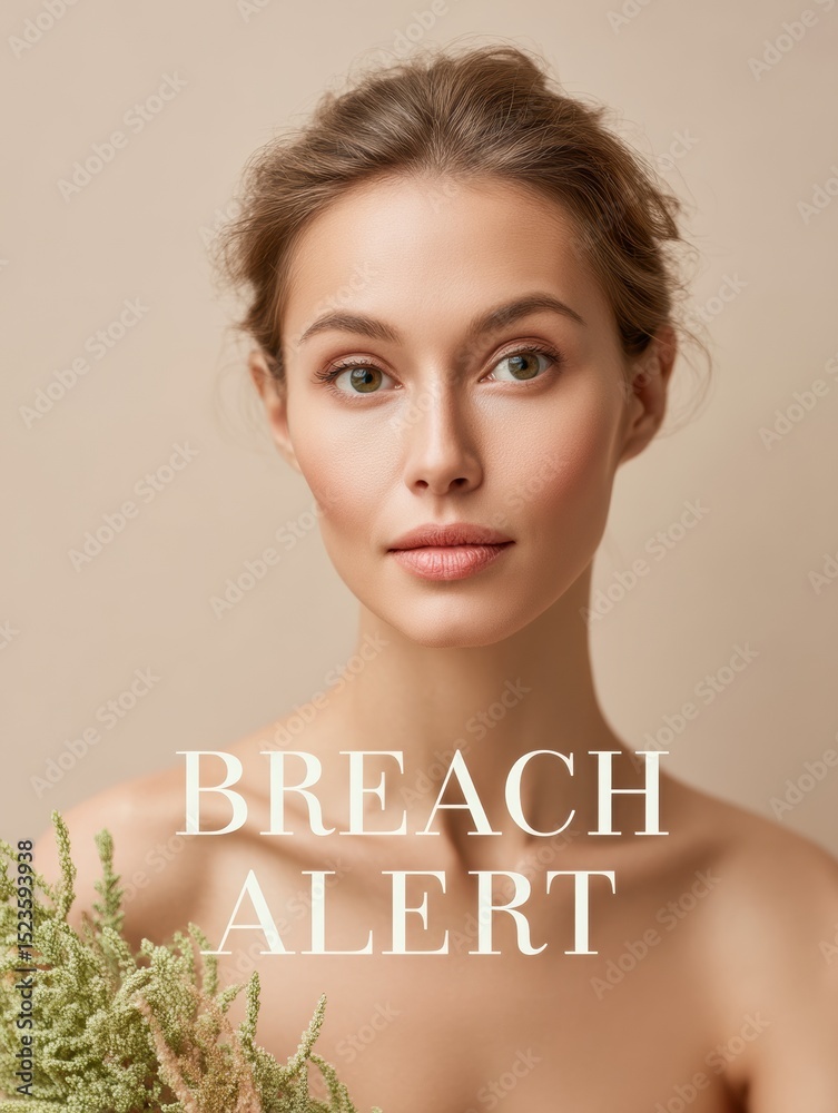 Poster Cybersecurity Breach Alert Digital Screen with Binary Code Background - Modern Corporate Security and Instant Threat Detection for Tech Industry