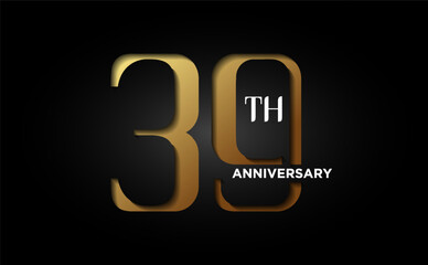 39th anniversary celebration background. with gold embossed numbers on black background, for greeting cards, events