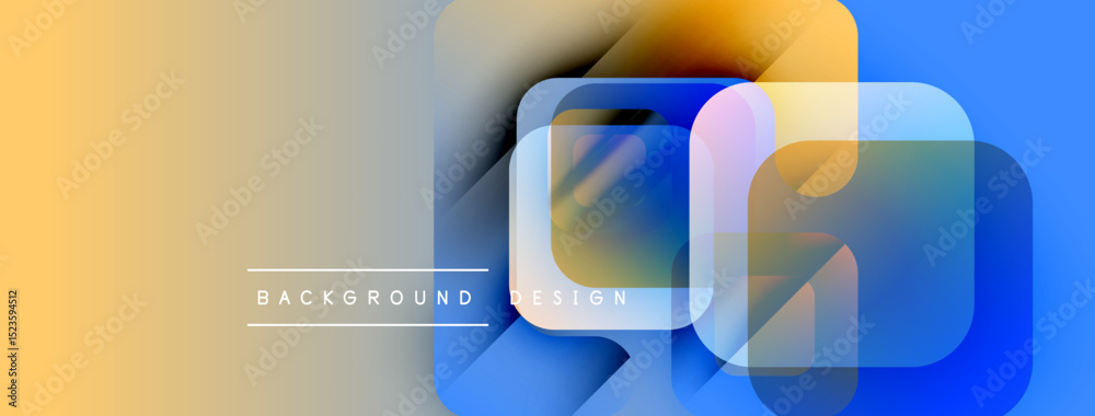 Aufkleber Abstract geometric shapes overlap. Gradient colors blend, creating modern background design. Text reads background design.