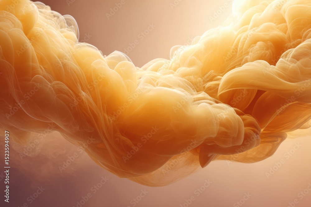 Poster dynamic orange steam swirl with intricate vapor tendrils and hollow center for atmospheric marketing