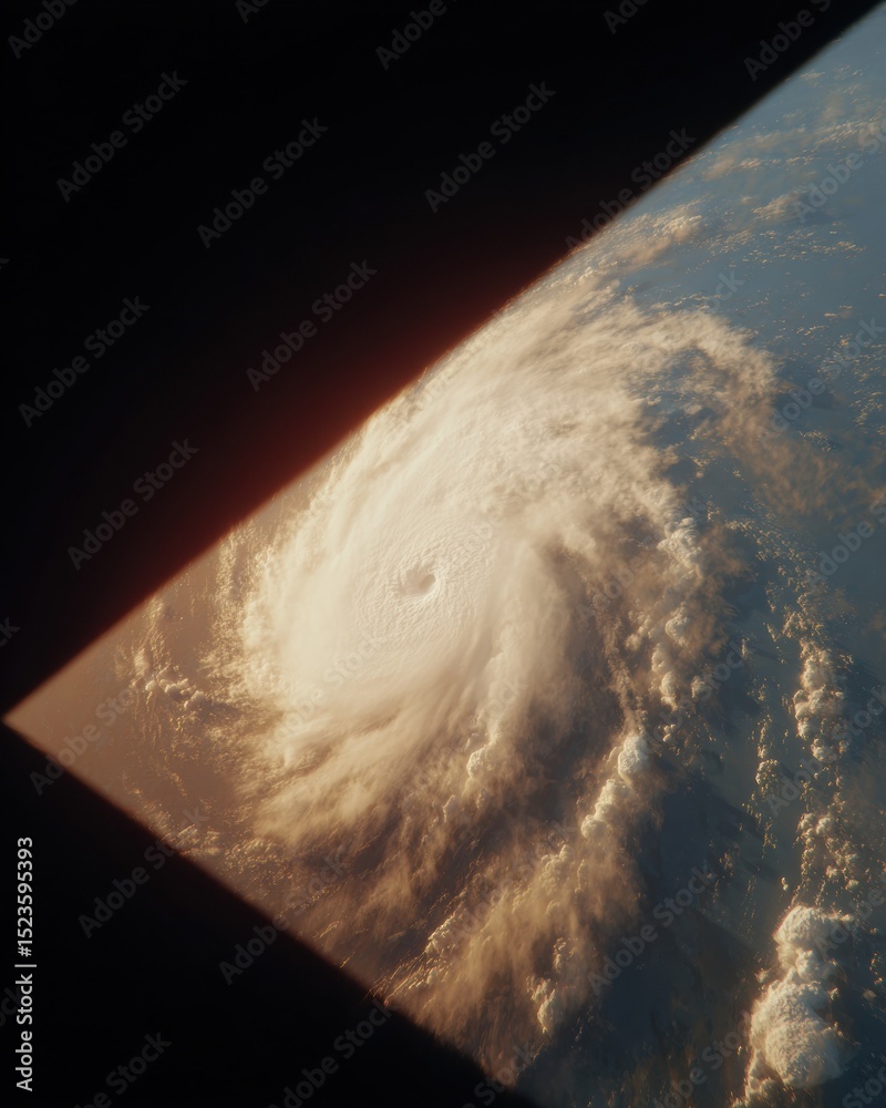 Aufkleber cinematic satellite view of hurricane florence with dramatic lighting and textured surfaces capturin