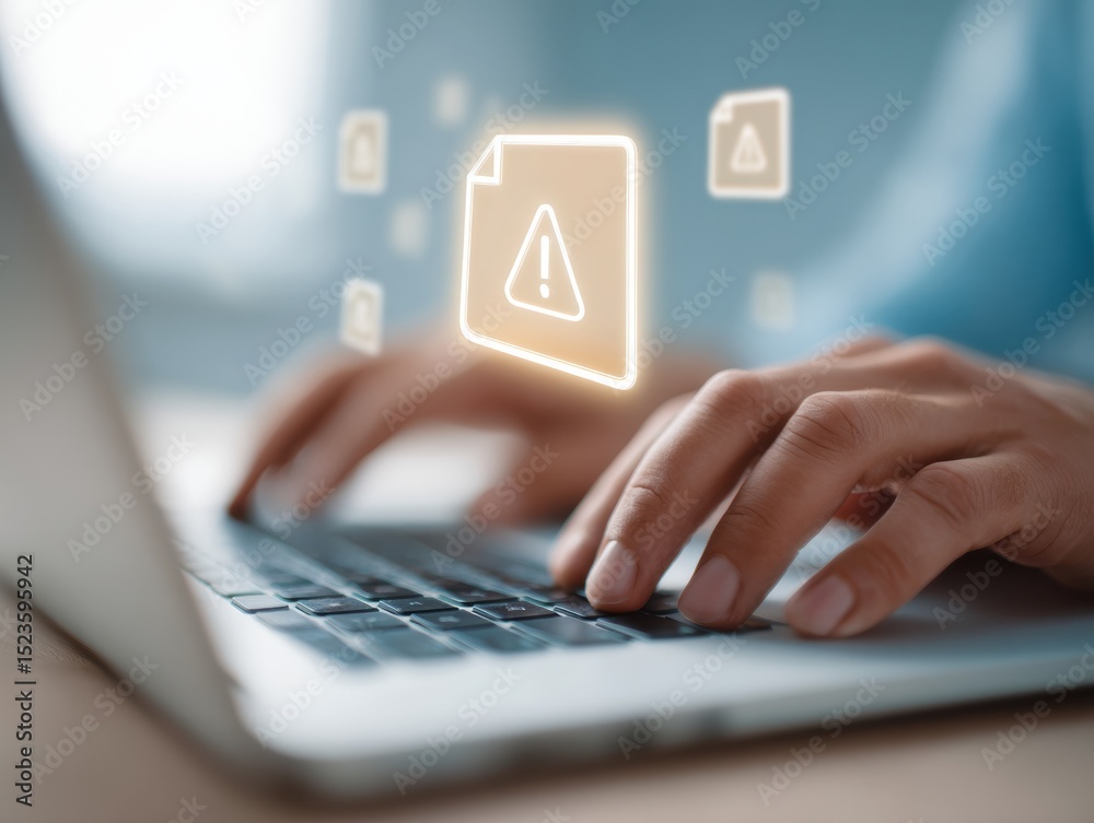 Aufkleber Cybersecurity Threat Detection on Laptop with Real-Time File Encryption Alerts and Digital Protection in Modern Business Environments