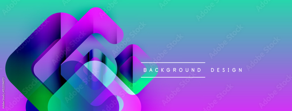 Poster Abstract geometric shapes overlap, creating vibrant gradient effect. Modern design suitable for digital backgrounds, presentations.