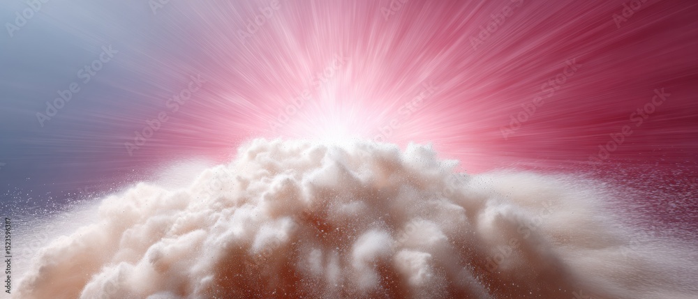 Poster dynamic powder explosion burst with confetti dust particles on transparent background for festival p