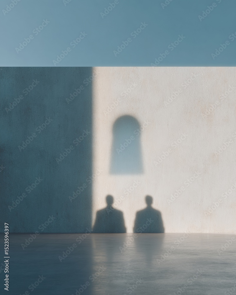 Poster Modern Cybersecurity Training Session Showing Silhouetted Figures and Digital Lock Projection for Business Data Protection and Virtual Defense