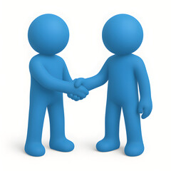 3D Blue Figures Shaking Hands Partnership, Agreement, and Collaboration Concept
