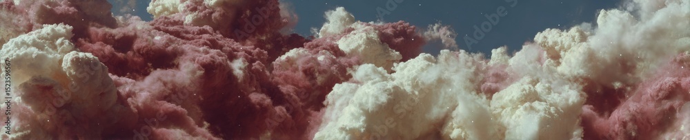 Poster immersive 360-degree cosmic panorama of fantasy nebula with interstellar clouds and countless stars 
