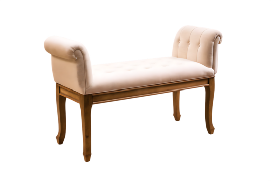 available upholstered bench isolated on white background PNG - Powered by Adobe