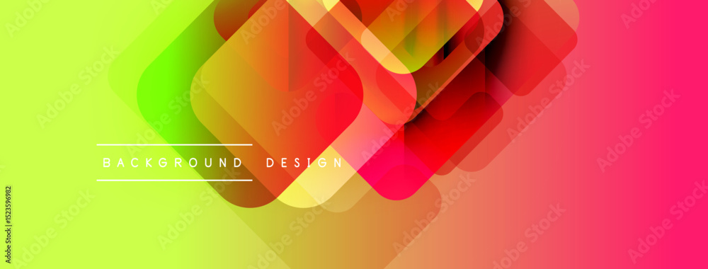 Leinwandbilder Abstract geometric shapes overlap. Vibrant gradients transition from yellow to red. Modern design elements create dynamic visual effect.