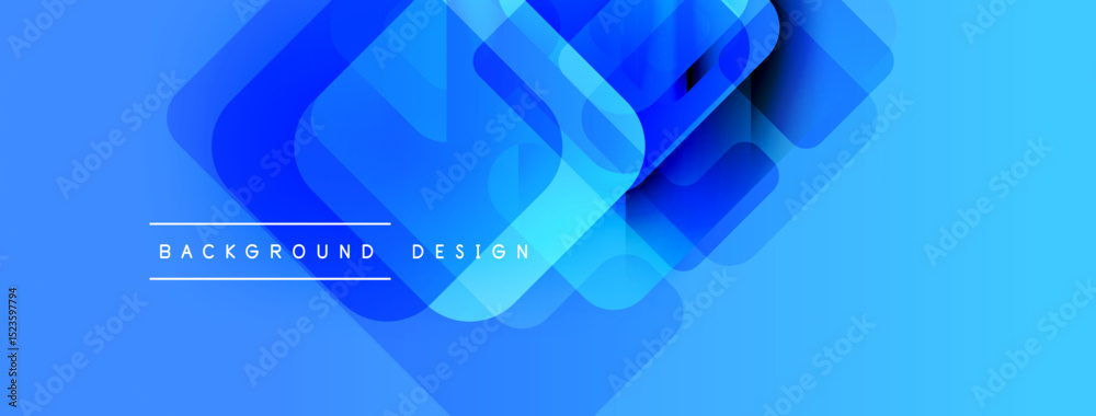 Poster Abstract blue layers create dynamic visual effect. Modern design elements suggest technology, innovation, depth. Simple background promotes clarity.